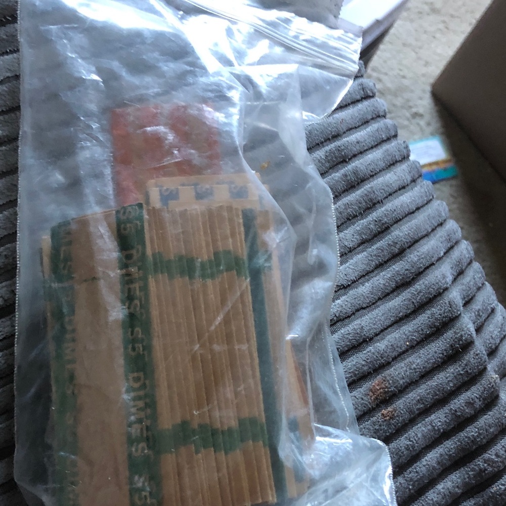 Unbranded Brown and Green Home Accent - Decorative Coin Rolls in Clear Bag